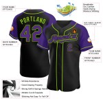 Jersey Authentic Raglan Lila-Neon Ärmel Grün Custom Baseball Schwarz Jersey Authentic Raglan Lila-Neon Ärmel Grün Custom Baseball Schwarz