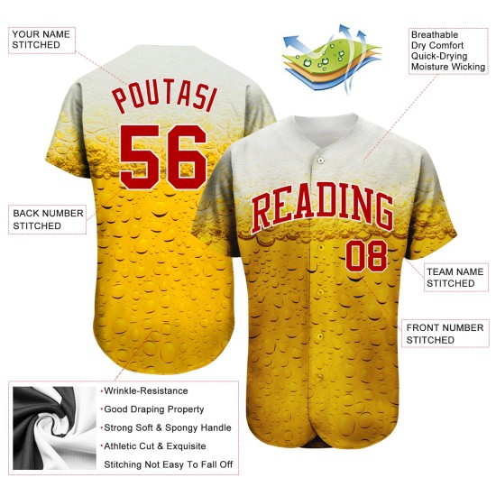 Design Bier Authentische Blase Muster 3D Jersey Custom Baseball Von Glas In