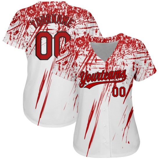 Weiß Design Rot-Schwarz Muster Benutzerdefinierte 3D Authentic Jersey Weiß Design Rot-Schwarz Muster Benutzerdefinierte 3D Authentic Jersey