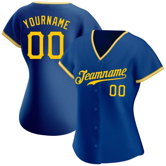 Benutzerdefiniertes gold-weißes Royal Authentic Jersey Baseball Benutzerdefiniertes gold-weißes Royal Authentic Jersey Baseball