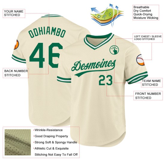 Jersey Grün-Weiß Authentic Baseball Kelly Throwback Custom Cream Jersey Grün-Weiß Authentic Baseball Kelly Throwback Custom Cream