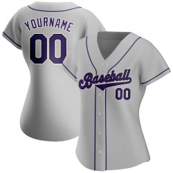 Benutzerdefinierte Lila-Schwarz Authentic Jersey Grau Baseball