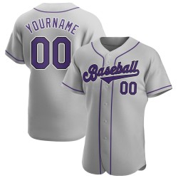 Benutzerdefinierte Lila-Schwarz Authentic Jersey Grau Baseball
