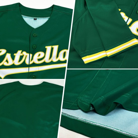 Kelly Jersey Weiß-Gold Baseball Custom Grün Authentic Kelly Jersey Weiß-Gold Baseball Custom Grün Authentic
