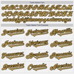 Weißes Baseball-Trikot mit zwei authentischen alten benutzerdefinierten Gold-Schwarz-Tönen Weißes Baseball-Trikot mit zwei authentischen alten benutzerdefinierten Gold-Schwarz-Tönen