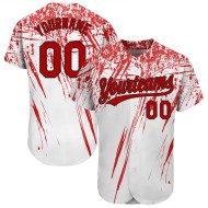 Weiß Design Rot-Schwarz Muster Benutzerdefinierte 3D Authentic Jersey