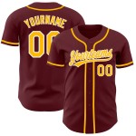 Gold-Weiß Burgund Baseball Custom Jersey Authentic Gold-Weiß Burgund Baseball Custom Jersey Authentic