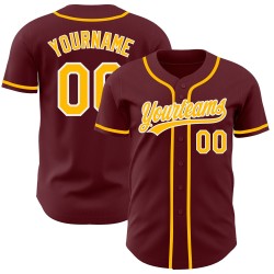 Gold-Weiß Burgund Baseball Custom Jersey Authentic