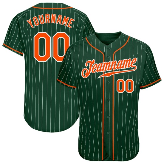 Nadelstreifentrikot Custom Weiß Authentic Baseball Grün Orange-Weiß Nadelstreifentrikot Custom Weiß Authentic Baseball Grün Orange-Weiß