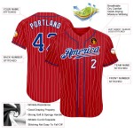 Authentisches Royal-White Pinstripe Baseball Custom Weiß Jersey Rot Authentisches Royal-White Pinstripe Baseball Custom Weiß Jersey Rot