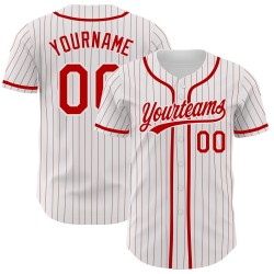 Rot Weiß Jersey Baseball Custom Authentic Nadelstreifen Rot