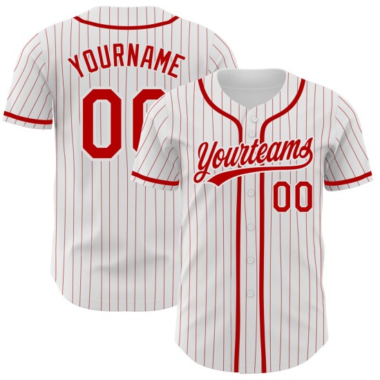 Rot Weiß Jersey Baseball Custom Authentic Nadelstreifen Rot Rot Weiß Jersey Baseball Custom Authentic Nadelstreifen Rot