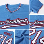 Authentisches Baseballtrikot Custom Blau Hellweiß-Rot Authentisches Baseballtrikot Custom Blau Hellweiß-Rot