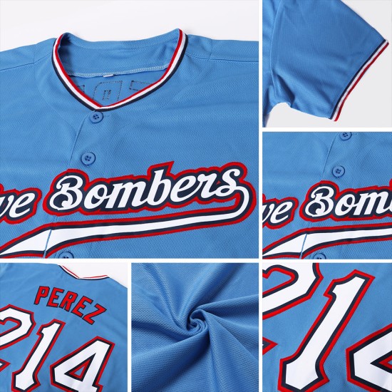 Authentisches Baseballtrikot Custom Blau Hellweiß-Rot Authentisches Baseballtrikot Custom Blau Hellweiß-Rot