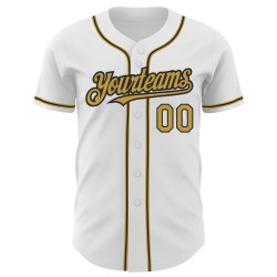 Altes Gold-Schwarzes Baseballtrikot Authentic White Custom