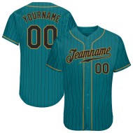 Nadelstreifen Schwarz Teal Jersey Gold Baseball Authentic Schwarz-Old Custom