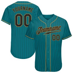 Nadelstreifen Schwarz Teal Jersey Gold Baseball Authentic Schwarz-Old Custom