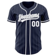 Jersey Navy Weiß-Grau Nadelstreifen Authentic Baseball Custom Weiß