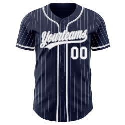 Jersey Navy Weiß-Grau Nadelstreifen Authentic Baseball Custom Weiß
