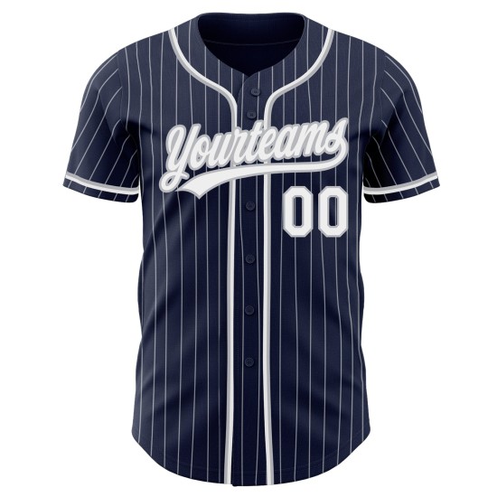 Jersey Navy Weiß-Grau Nadelstreifen Authentic Baseball Custom Weiß Jersey Navy Weiß-Grau Nadelstreifen Authentic Baseball Custom Weiß