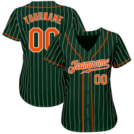 Nadelstreifentrikot Custom Weiß Authentic Baseball Grün Orange-Weiß Nadelstreifentrikot Custom Weiß Authentic Baseball Grün Orange-Weiß