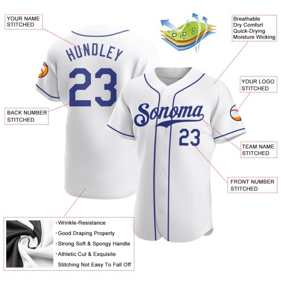 Weißes Royal Authentic Jersey Custom Baseball Weißes Royal Authentic Jersey Custom Baseball