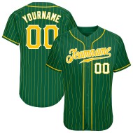 Authentisches Kelly Gold Baseball Grün Nadelstreifen Trikot Gold-Weiß Custom Authentisches Kelly Gold Baseball Grün Nadelstreifen Trikot Gold-Weiß Custom