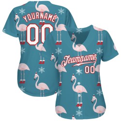 Jersey Custom 3D Baseball Weiß-Rot Authentic Teal Weihnachten