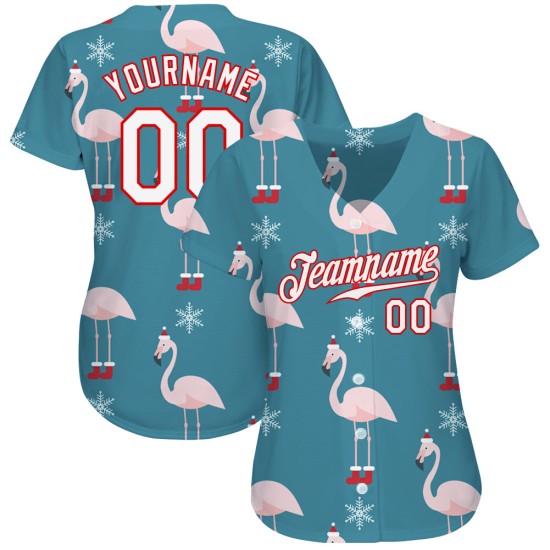Jersey Custom 3D Baseball Weiß-Rot Authentic Teal Weihnachten Jersey Custom 3D Baseball Weiß-Rot Authentic Teal Weihnachten