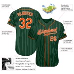 Nadelstreifentrikot Custom Weiß Authentic Baseball Grün Orange-Weiß Nadelstreifentrikot Custom Weiß Authentic Baseball Grün Orange-Weiß