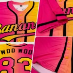 Mode Authentische Jersey Custom Gelb Rosa-Schwarz Gradienten Baseball Mode Authentische Jersey Custom Gelb Rosa-Schwarz Gradienten Baseball