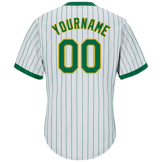 Throwback Shirt Baseball Kelly Rib-Strick Custom Green Jersey Authentic Nadelstreifen Weiß Grün-Gold Kelly Throwback Shirt Baseball Kelly Rib-Strick Custom Green Jersey Authentic Nadelstreifen Weiß Grün-Gold Kelly