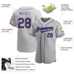 Benutzerdefinierte Lila-Schwarz Authentic Jersey Grau Baseball Benutzerdefinierte Lila-Schwarz Authentic Jersey Grau Baseball