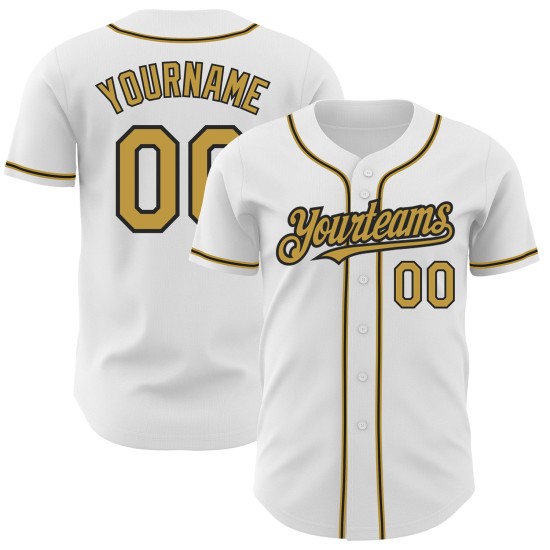 Altes Gold-Schwarzes Baseballtrikot Authentic White Custom