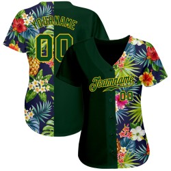 Mit Blumen Ananas Palm Baseball Muster Authentische Jersey Und Muster 3D Tropical Design Custom Blätter