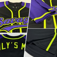 Jersey Authentic Raglan Lila-Neon Ärmel Grün Custom Baseball Schwarz