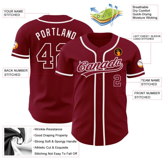 Crimson Jersey Authentic Custom Baseball Crimson-Weiß Crimson Jersey Authentic Custom Baseball Crimson-Weiß