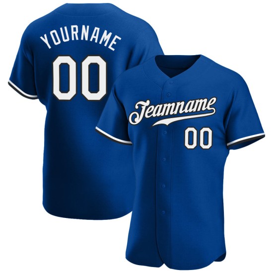 Jersey Weiß-Schwarz Baseball Royal Authentic Custom Jersey Weiß-Schwarz Baseball Royal Authentic Custom