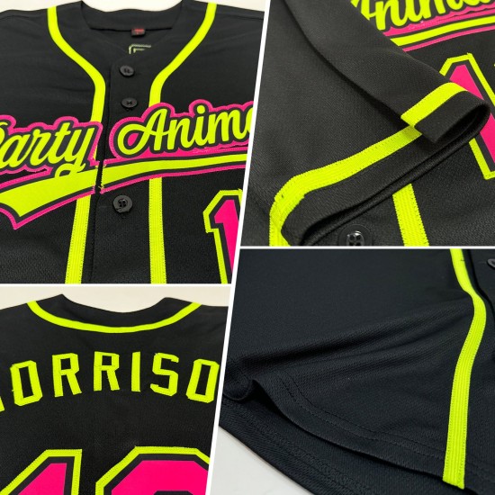 Baseball Grün Authentic Schwarz Pink-Neon Benutzerdefinierte Hot Jersey Baseball Grün Authentic Schwarz Pink-Neon Benutzerdefinierte Hot Jersey