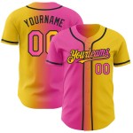 Mode Authentische Jersey Custom Gelb Rosa-Schwarz Gradienten Baseball Mode Authentische Jersey Custom Gelb Rosa-Schwarz Gradienten Baseball