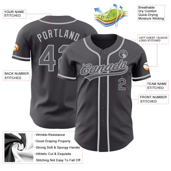 Steel Custom Authentic Trikot Grau Baseball Grau Steel Custom Authentic Trikot Grau Baseball Grau
