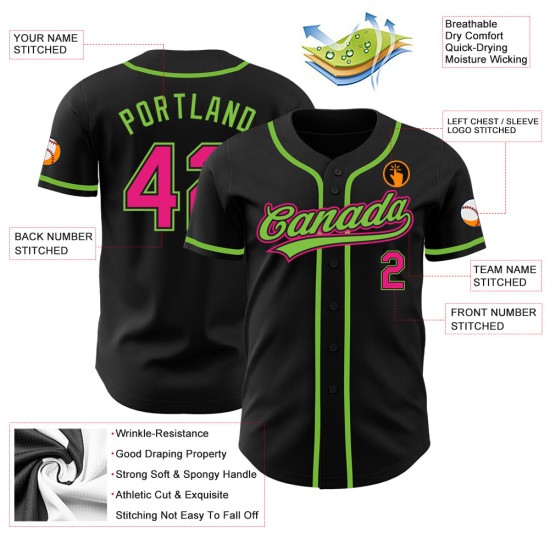 Baseball Grün Authentic Schwarz Pink-Neon Benutzerdefinierte Hot Jersey Baseball Grün Authentic Schwarz Pink-Neon Benutzerdefinierte Hot Jersey