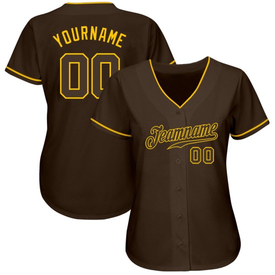 Braun-Gold Baseball Jersey Braun Custom Authentic Braun-Gold Baseball Jersey Braun Custom Authentic