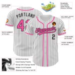 Weiß Custom Authentic Jersey Rosa Baseball Nadelstreifen Schwarz Weiß Custom Authentic Jersey Rosa Baseball Nadelstreifen Schwarz