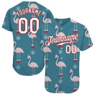 Jersey Custom 3D Baseball Weiß-Rot Authentic Teal Weihnachten
