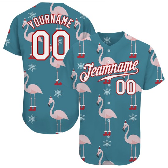 Jersey Custom 3D Baseball Weiß-Rot Authentic Teal Weihnachten Jersey Custom 3D Baseball Weiß-Rot Authentic Teal Weihnachten