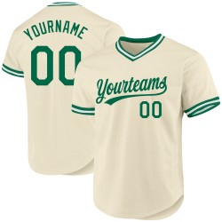Jersey Grün-Weiß Authentic Baseball Kelly Throwback Custom Cream