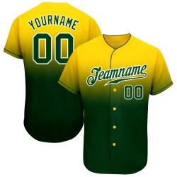 Fade Grün-Weiß Custom Authentic Jersey Gelb Baseball Mode
