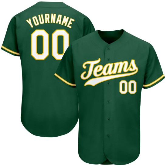 Kelly Jersey Weiß-Gold Baseball Custom Grün Authentic Kelly Jersey Weiß-Gold Baseball Custom Grün Authentic