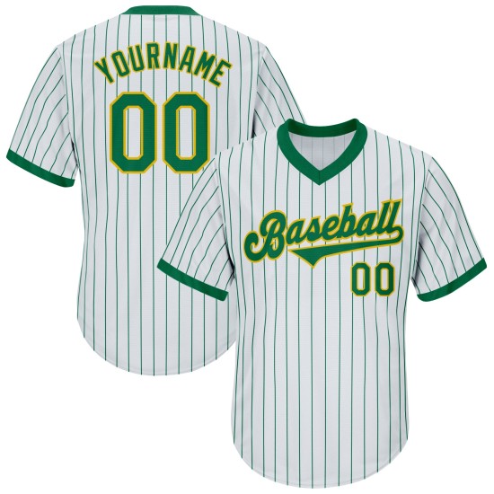 Throwback Shirt Baseball Kelly Rib-Strick Custom Green Jersey Authentic Nadelstreifen Weiß Grün-Gold Kelly Throwback Shirt Baseball Kelly Rib-Strick Custom Green Jersey Authentic Nadelstreifen Weiß Grün-Gold Kelly